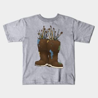 Paint Brush Rain Boots Kids T-Shirt